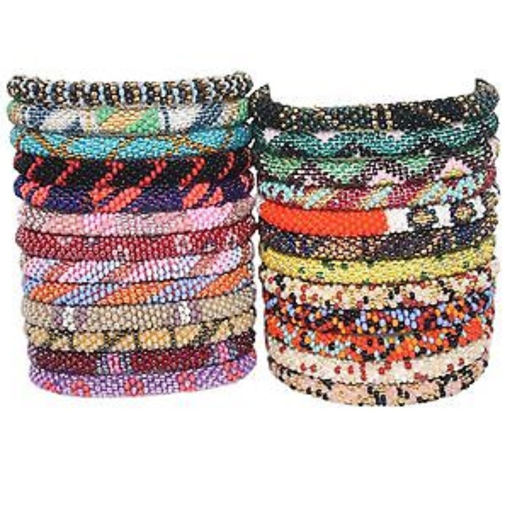 2 random Nepal roll on bracelets crystal b…